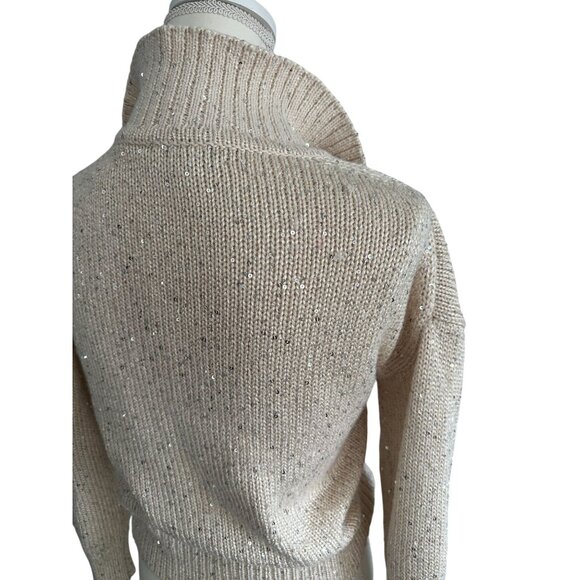 J CREW Beige Sequined Metallic Pullover Sweater Size XS - Picture 7 of 9